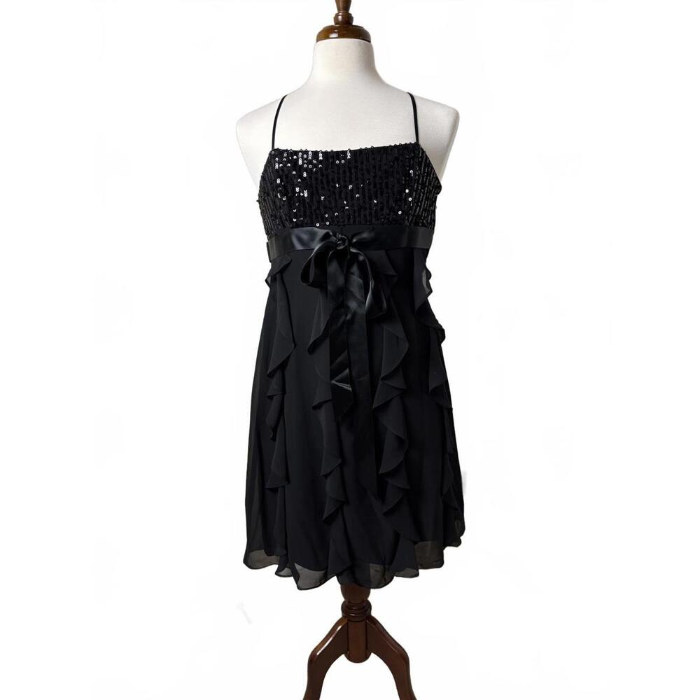 Coldwater Creek Black Ruffled Sequin Dress - Size 12